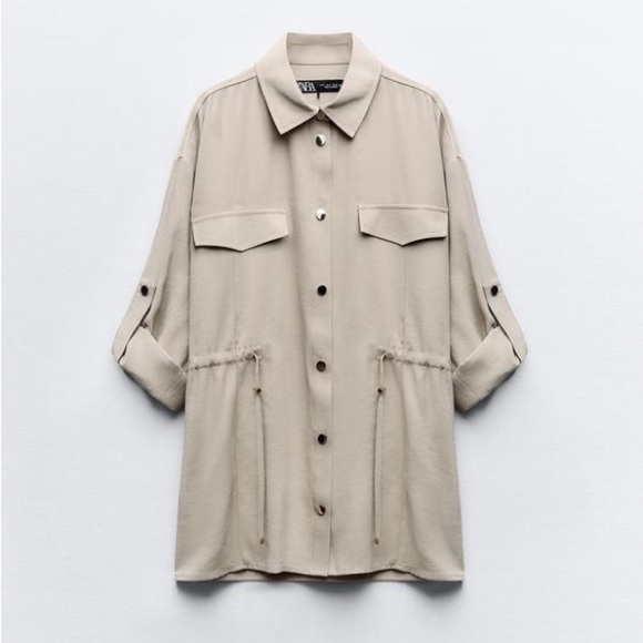 NWT Safaricore Zara Drawstring Waist Overshirt SHIRT/DRESS Academia Style - Picture 1 of 6